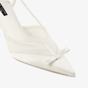 White Slingback Pointed Toe Stiletto Pumps