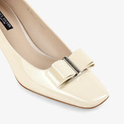 White Block Heel Mid Heel Pumps – Elegant Comfortable Dress Shoes
