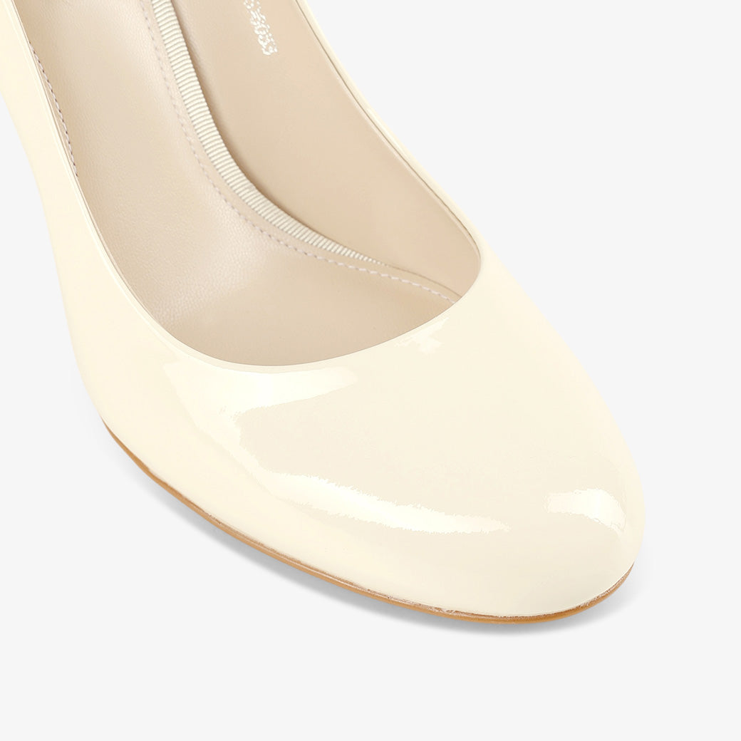Ivory Patent Leather Stiletto Pumps