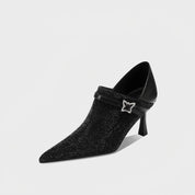 Rhinestone Sheer Mesh Pointed Toe Ankle Boots