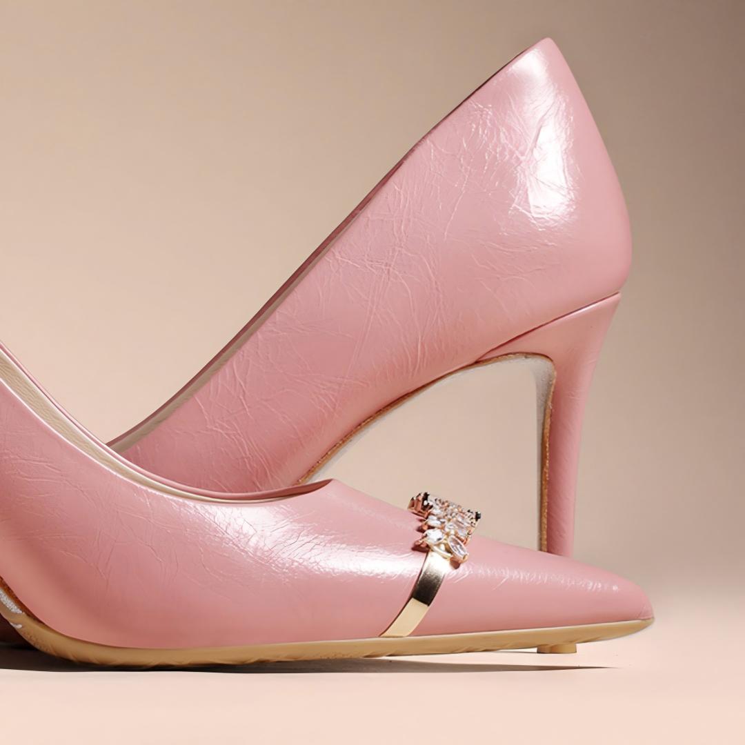 Elegant Pink Lambskin Leather Dress Heels