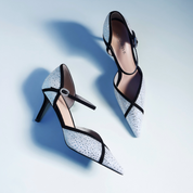 Crystal Mesh Ankle Strap Wedding Evening Heels