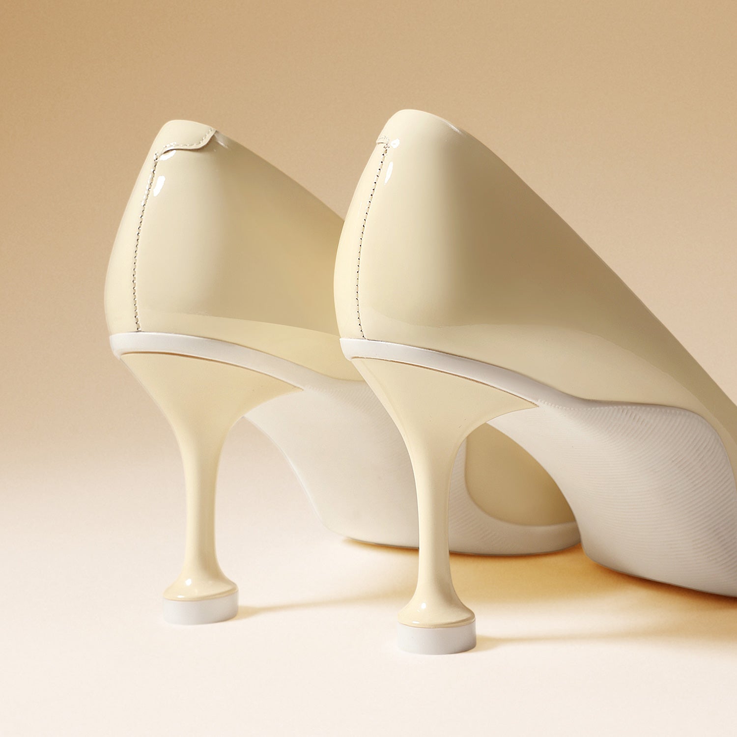Elegant Off White Cow Leather Slim Heel Pumps for Women