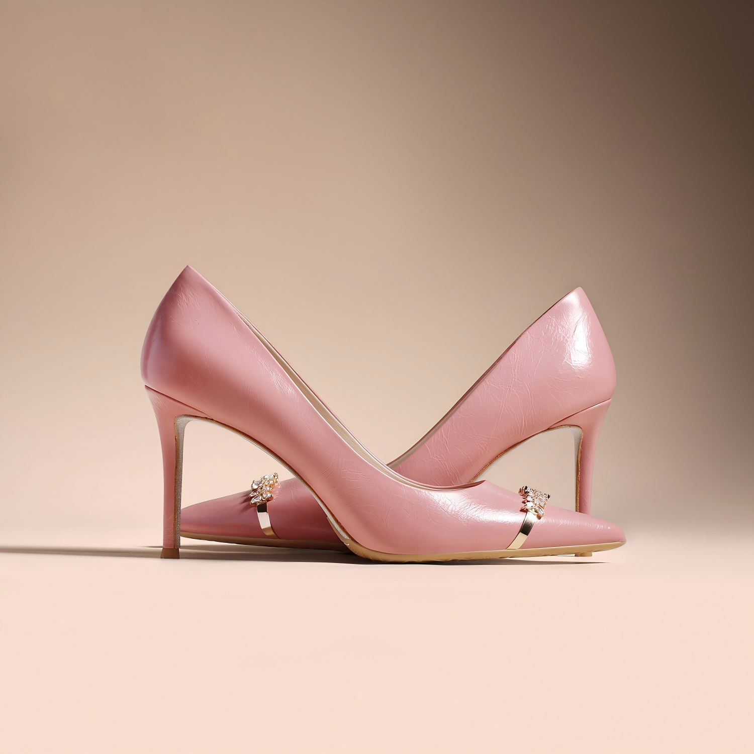 Elegant Pink Lambskin Leather Dress Heels