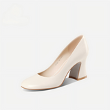 Classic Off-White Butter Leather Heels for Daily Commute