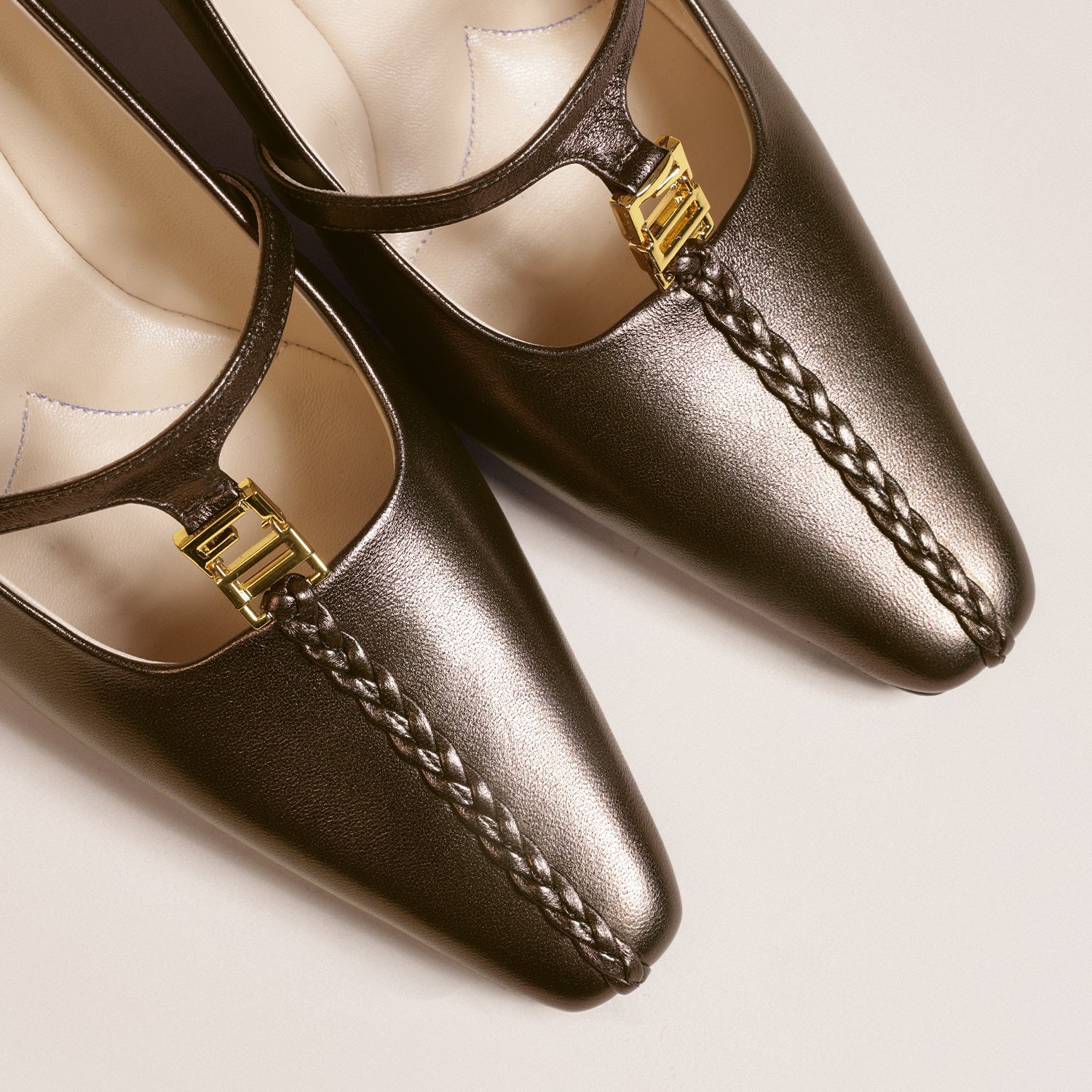 Bronze Sheepskin High Heels for Women