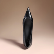 Black Metal Cap Toe Mary Jane Heels