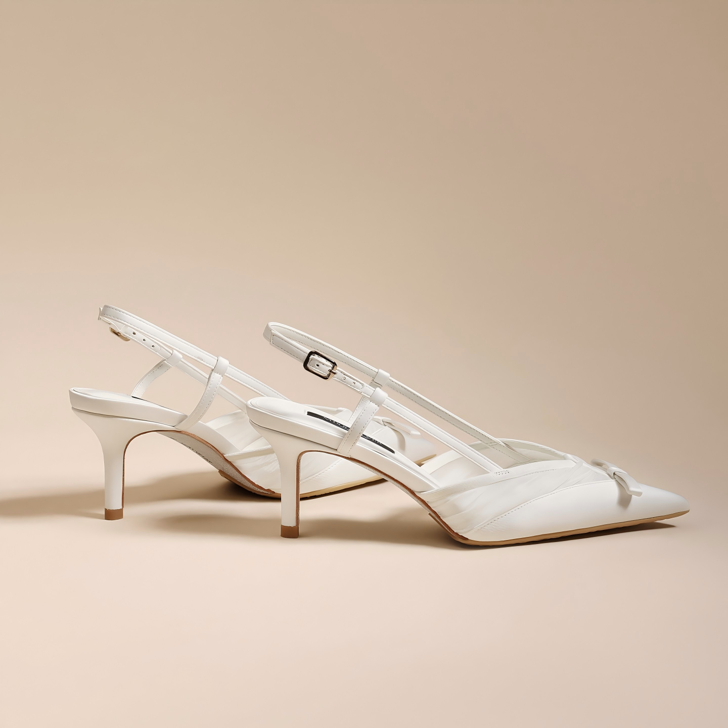 White Slingback Pointed Toe Stiletto Pumps