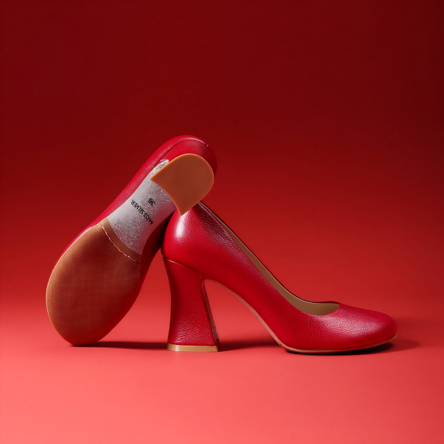 Soft Red Lambskin Heels with Stable
