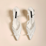White Slingback Pointed Toe Stiletto Pumps