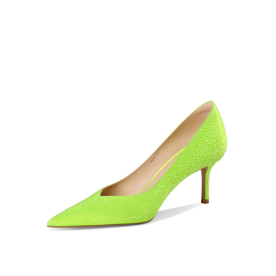 Neon Green Teardrop Crystal Pointed Toe Stiletto Pumps
