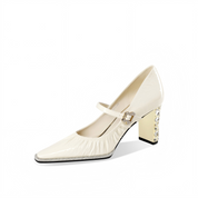 Cream Patent Leather Mary Jane High Heels