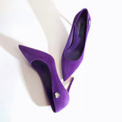 Purple Suede Pointed-Toe Stiletto Pumps