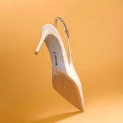 Off-White Patent Leather Pointed Toe Slingback Pumps