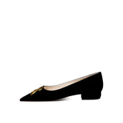 Black Velvet Pointed Toe Flats
