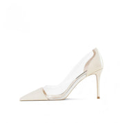 White Patent Leather PVC Pointed Toe Stiletto Pumps