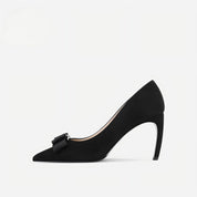 Black Suede Pointed Toe Stiletto Pumps